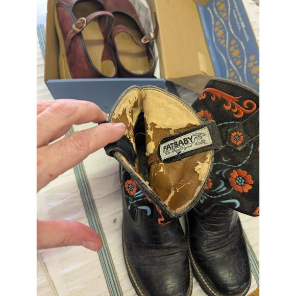 Ariat Fat Babies Western Boots Black Women's 9 M Embroidered  Fair Vintage - Picture 2 of 5